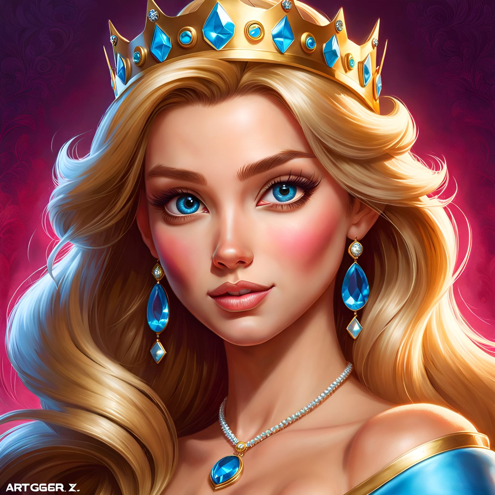 Mischievous Princess Portrait in Hyperrealistic Style