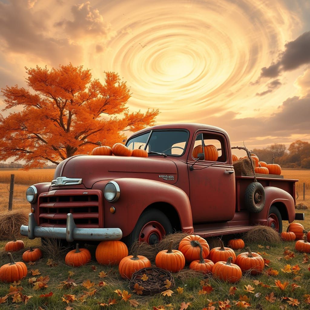 Rustic Autumn Harvest Scene in Vibrant Colors