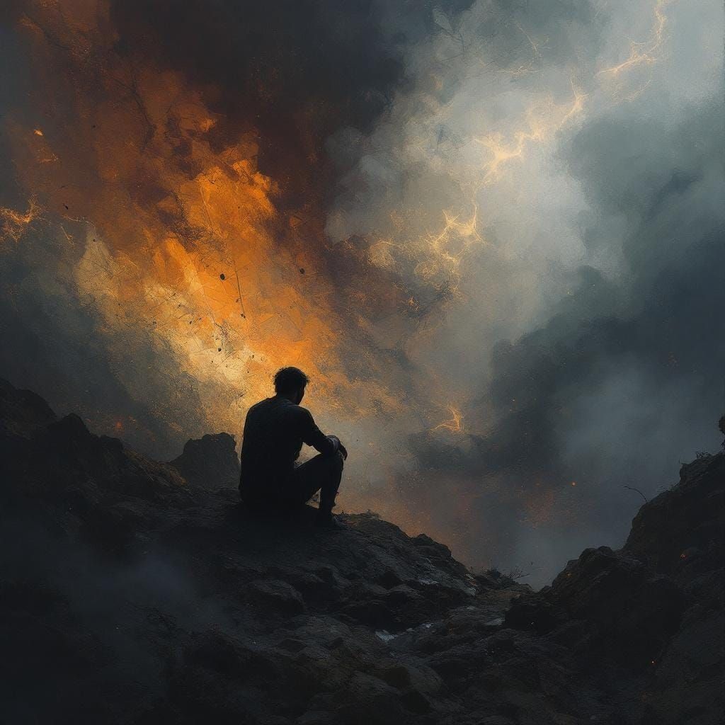 Contemplative Abstract Art in Deep Color