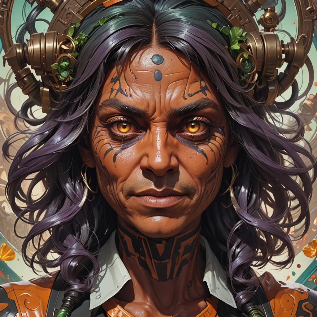 Demonic Oompa Loompa Portrait in Hyperdetailed Style