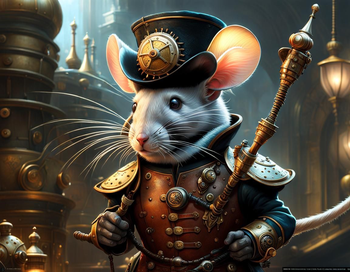 Steampunk Mouse Warrior in Detailed Fantasy Art