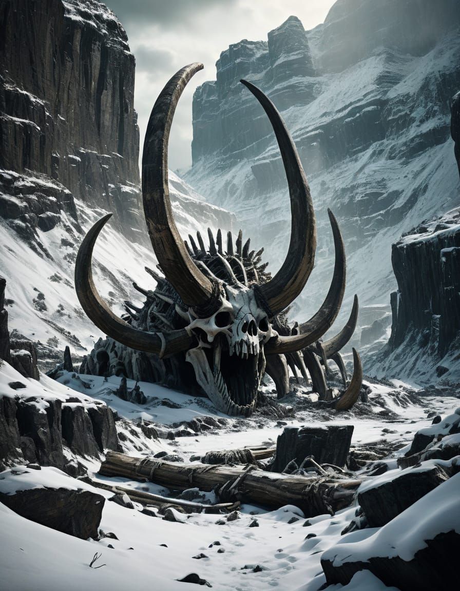 Epic Winter Landscape of Ancient Fossilized Giants