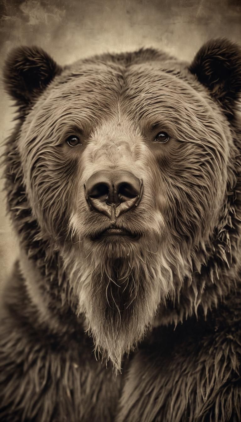 Vintage Portrait of a Majestic Kodiak Bear