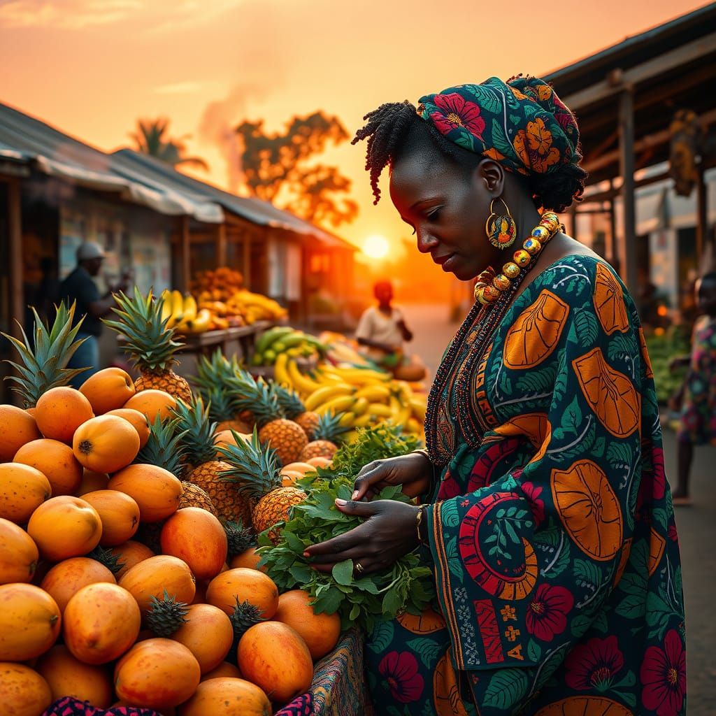 African Market Scene in Vibrant Color