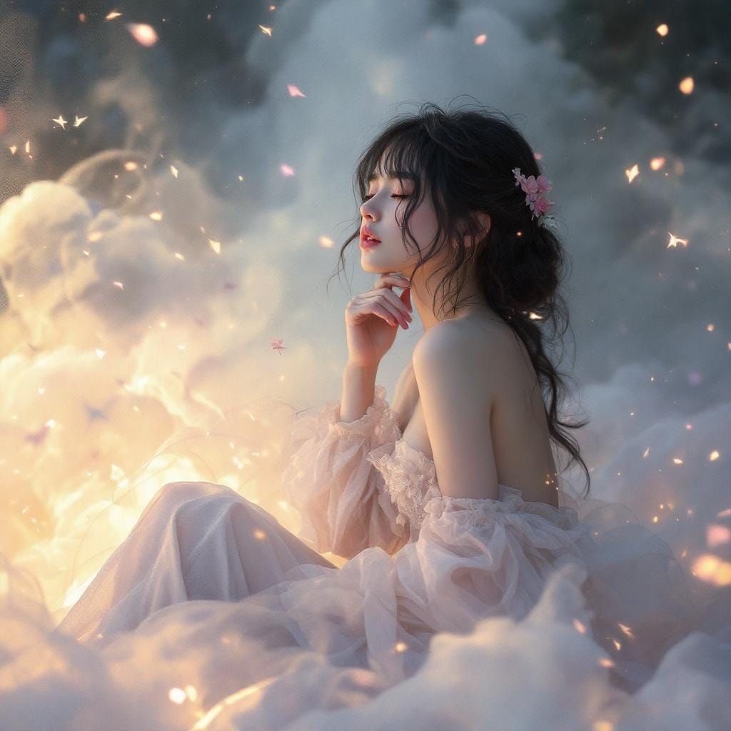 Ethereal Woman in Dreamy Fantasy Art Style