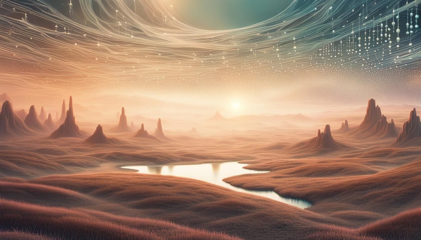 Binary Code Dream: Sci-fi Surreal Landscape