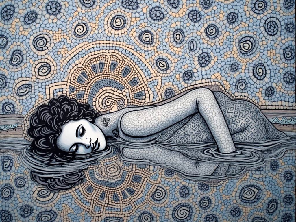 Vasarely-Style Reflection of Woman in Water