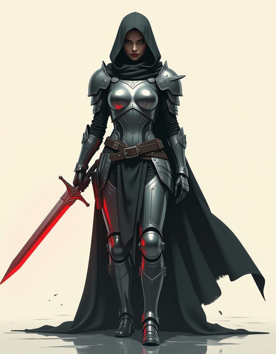 Chrome Female Warrior in Ghost Negative Style