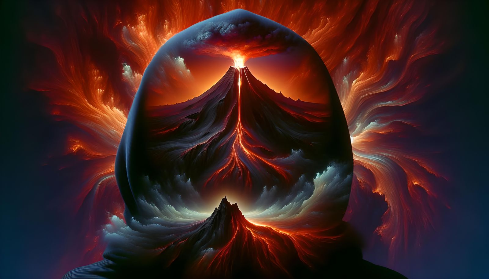 Erupting Volcanic Dreamscape in Dark Fantasy Style