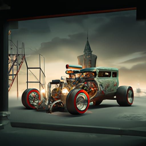 Gothic Hotrod Car: Detailed Automotive Photography