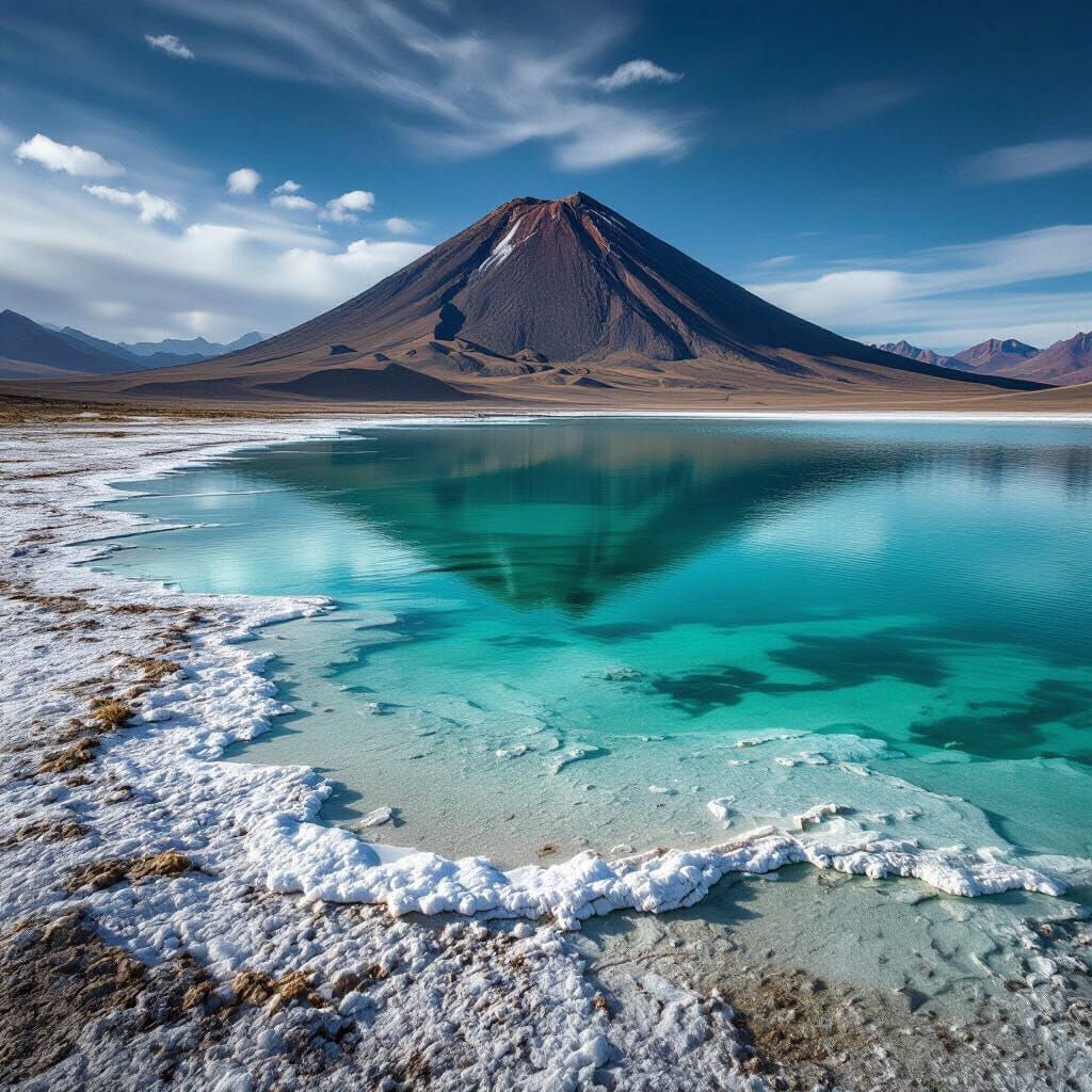 La Laguna Verde Bolivia With Licancabur Volcano