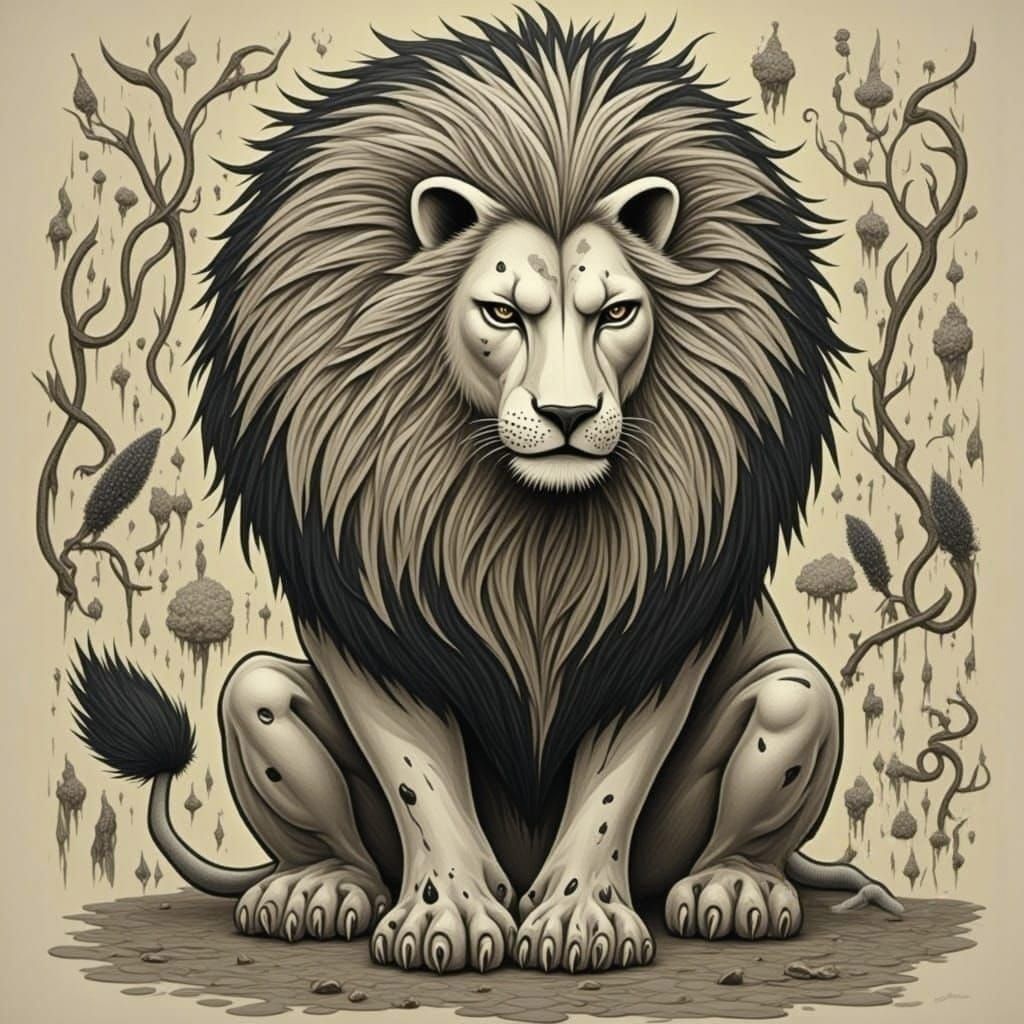 Majestic Lion with Vibrant Black Mane