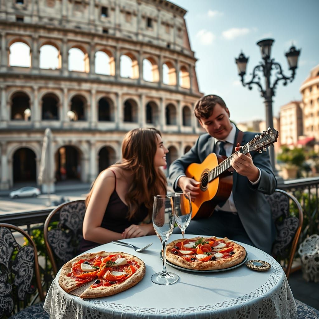Romantic Italian Lunch in Front of the Coliseum