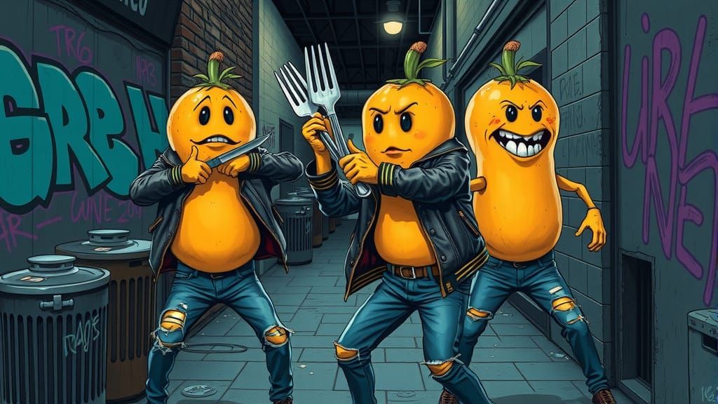 Potato Gang Warfare in Dystopian Alley