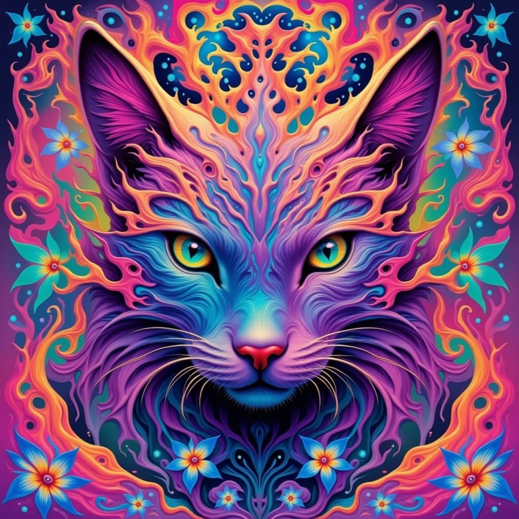 Psychedelic Butterfly in a Whimsical Landscape