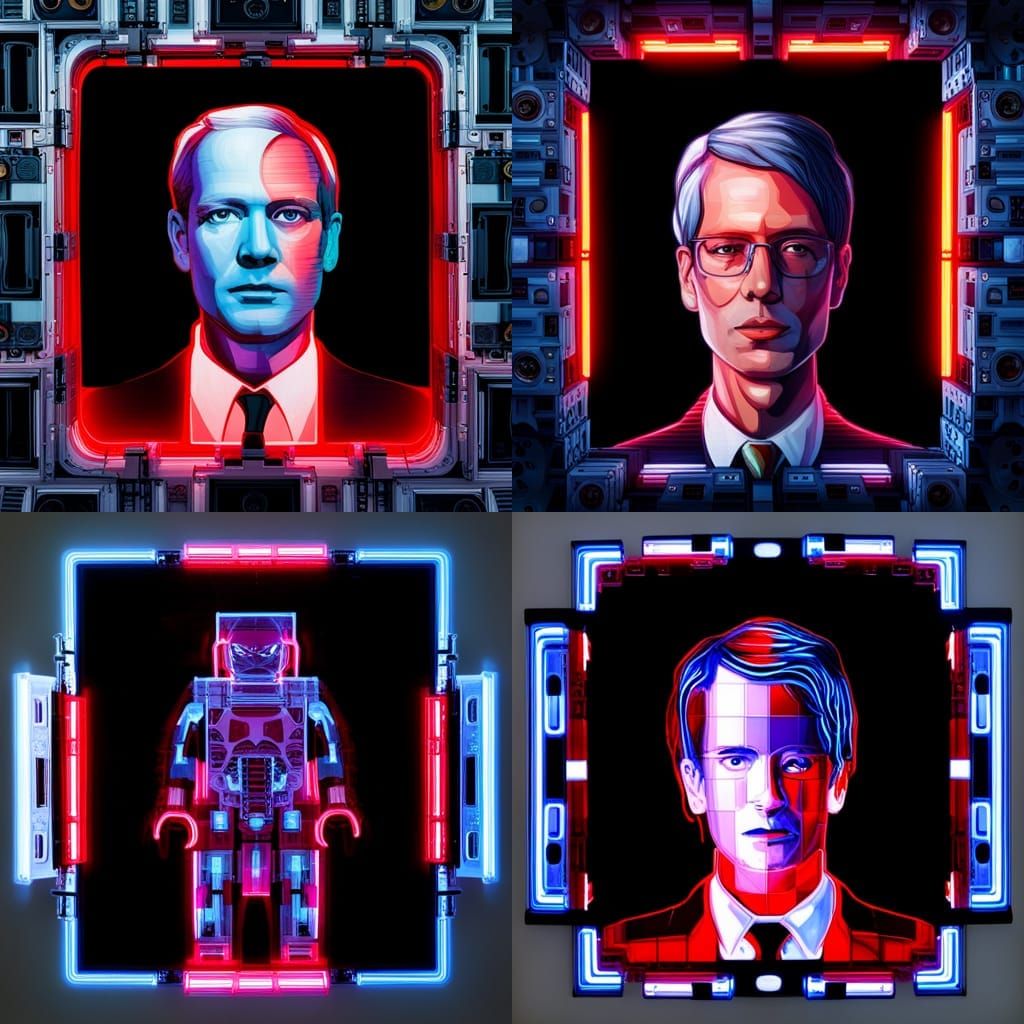 Cassette Futurism Collage in Dystopian Biopunk Style