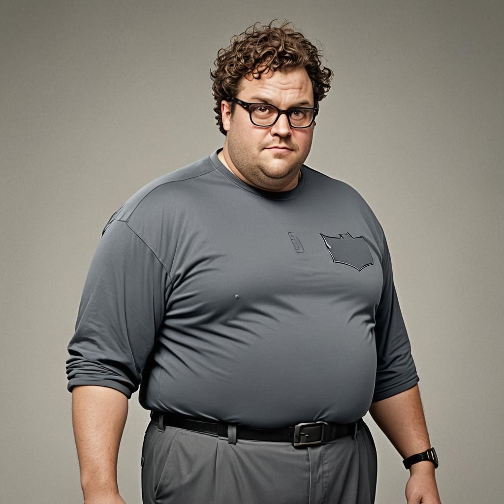 Happy Obese Man in Comic Book Art Style