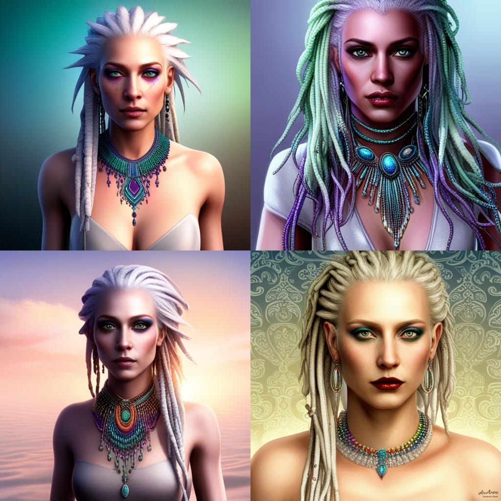 Beautiful Woman with Beaded Hair in Fantasy Art