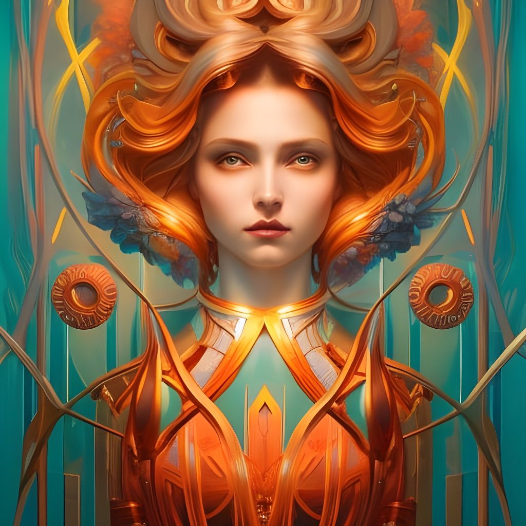 Clockwork Girl with Wire Hair, Hyperdetailed Artwork