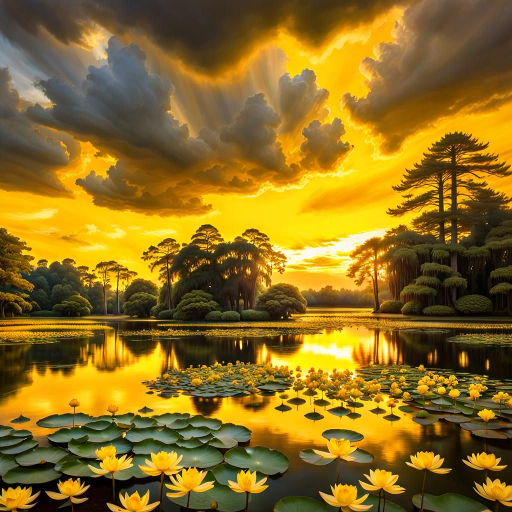Golden Lotus Marsh at Golden Hour