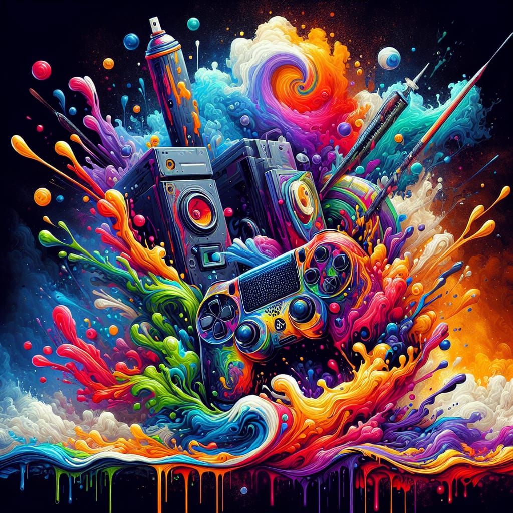 Gaming Club 'SPACE' Advertisement in Graffiti Art Style