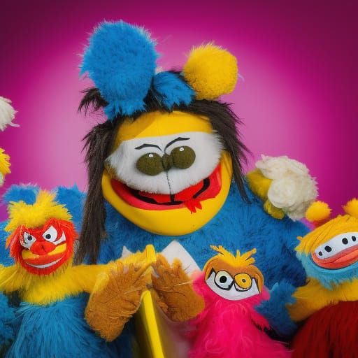 Fuzzy Puppet Monster Show with Elvis Teddy Bears
