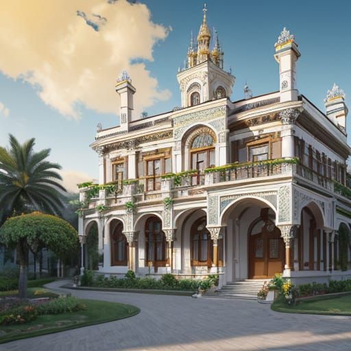 Ethereal Italianate Victorian Garden at Night