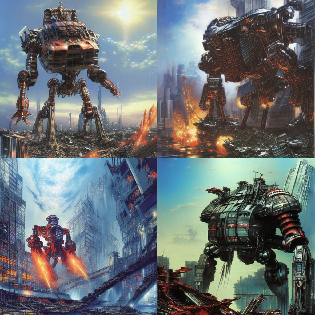 Monster Robot Rampage in Ruined City