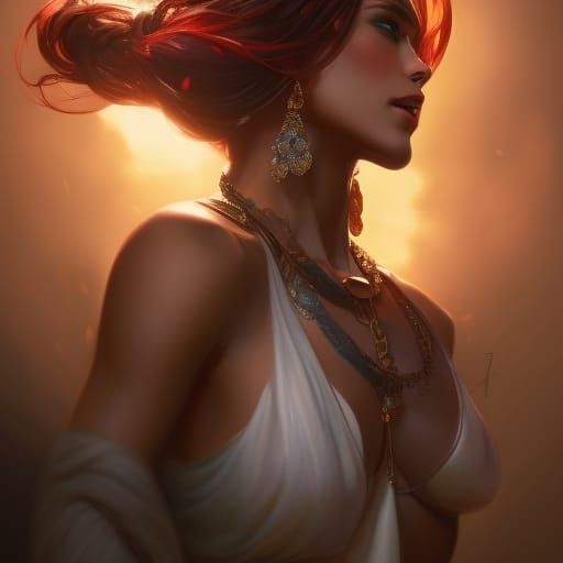 Muscular Tattooed Woman: Detailed Concept Art