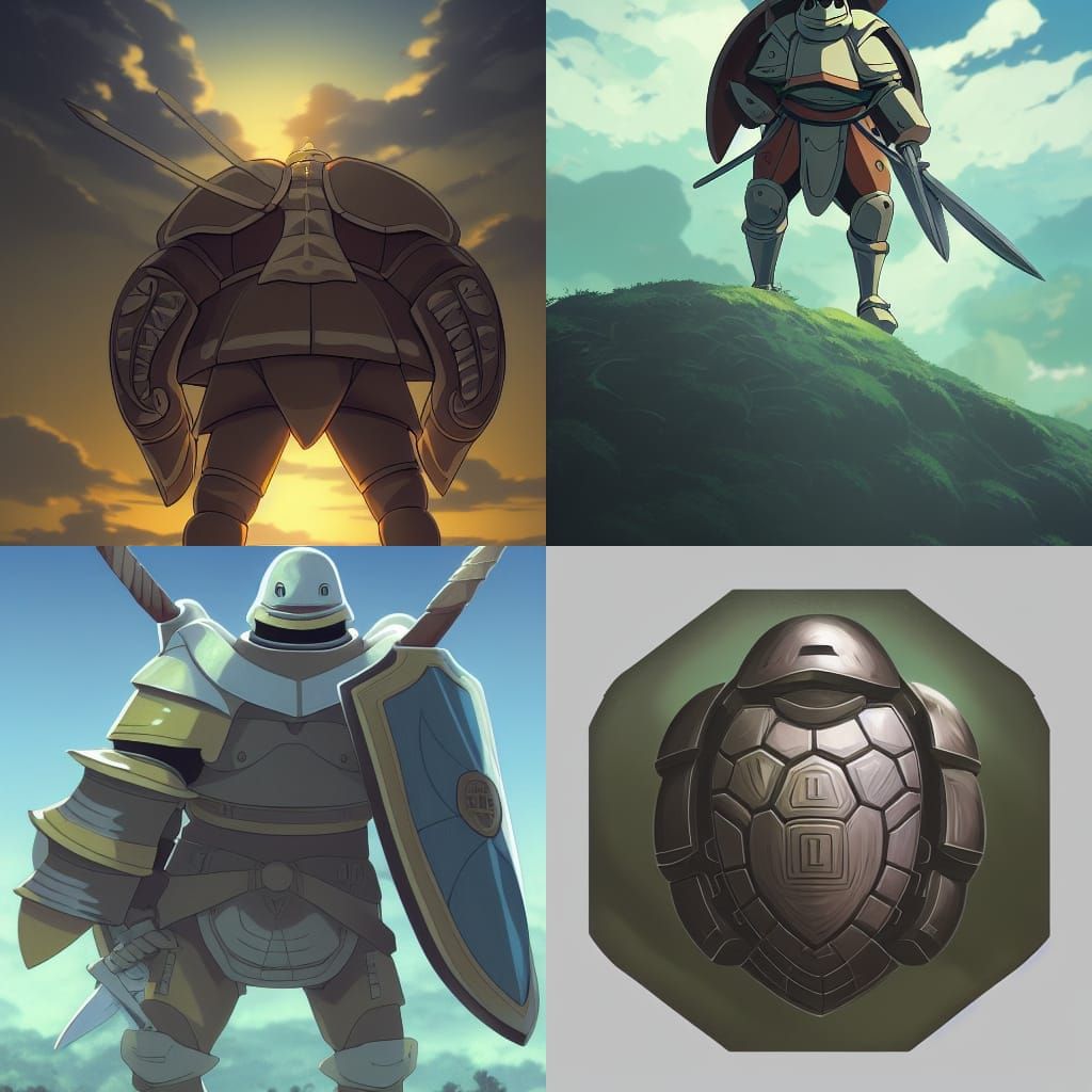 Turtle Knight Shield in Studio Ghibli Anime Style