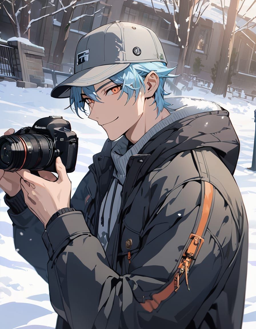 Vibrant Winter Portrait in Cel-Shading Style