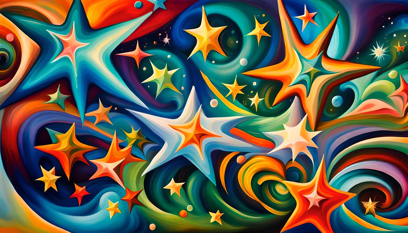 Vivid Newborn Star Cluster in Impasto Style