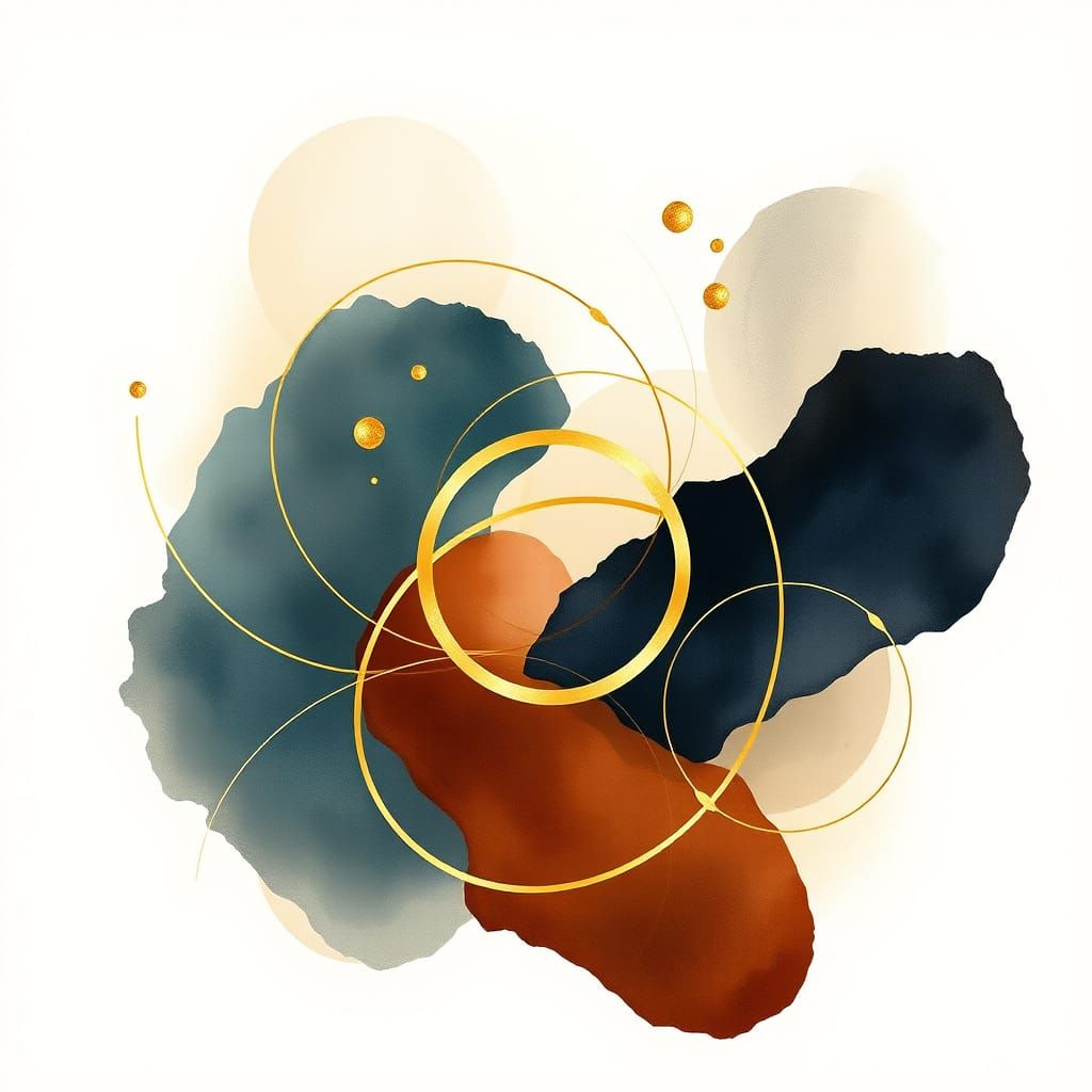 Ethereal Golden Abstraction with Organic Shapes and Earthy T...