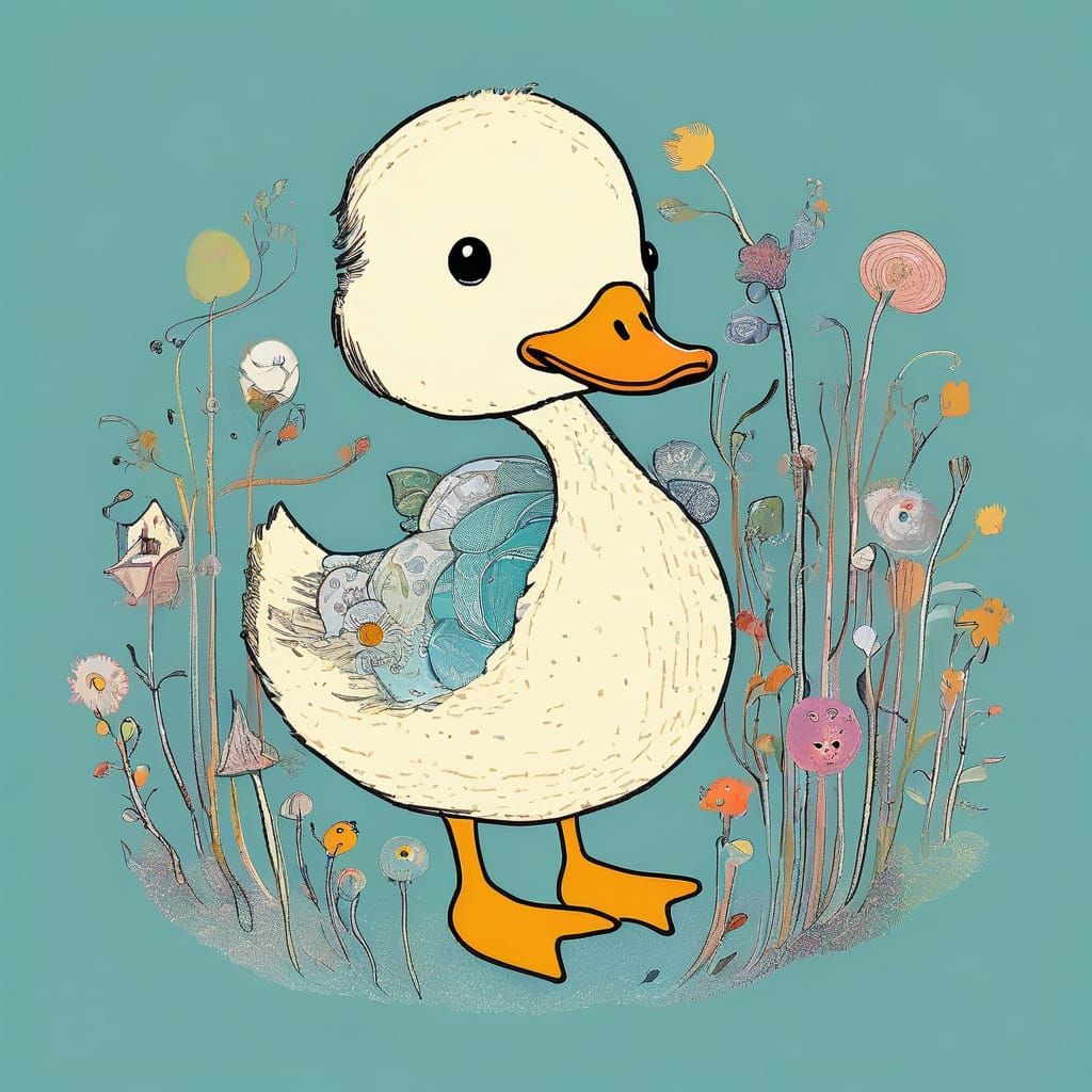 Joyful Dancing Duckling in Pastel Colors