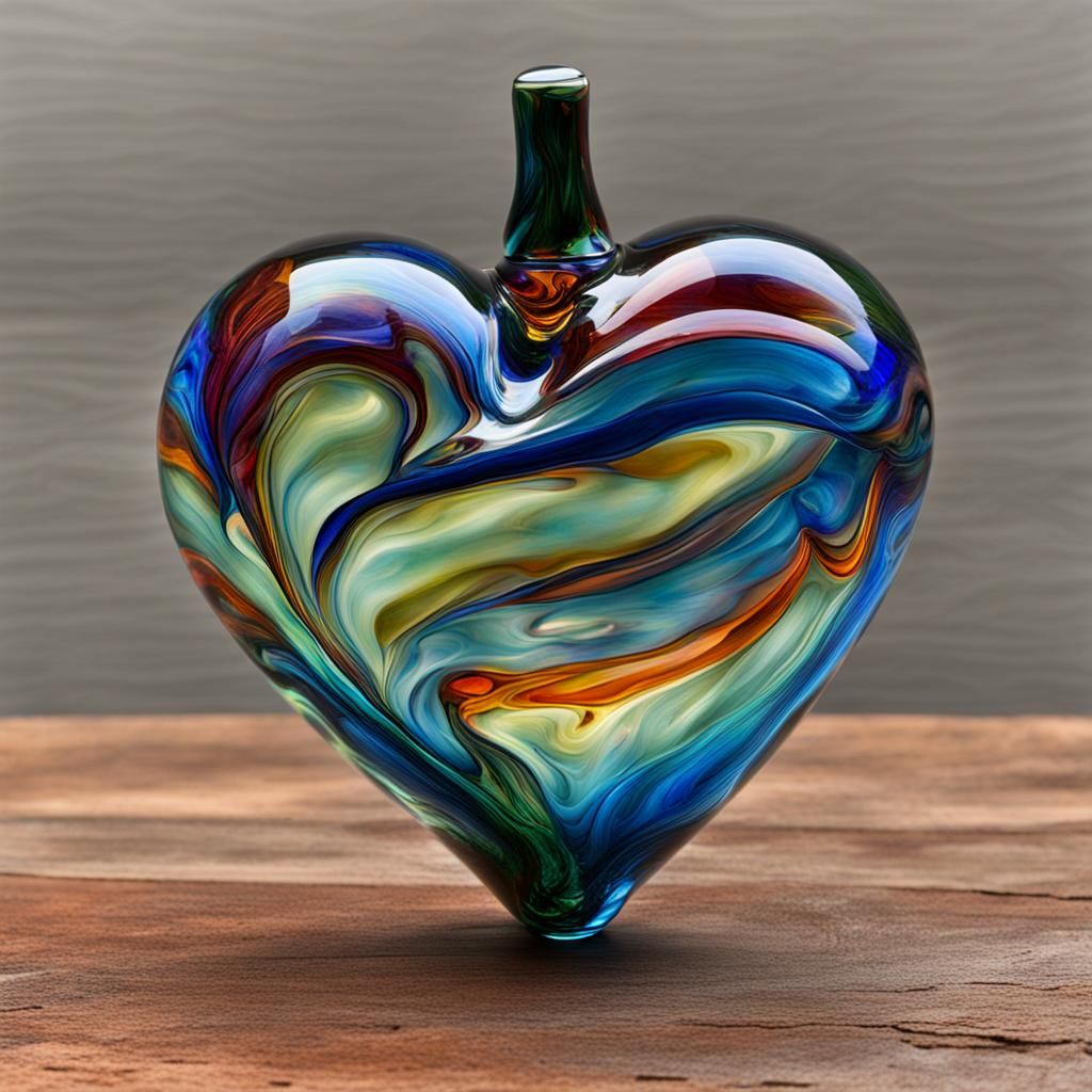 Blown Glass Heart Art