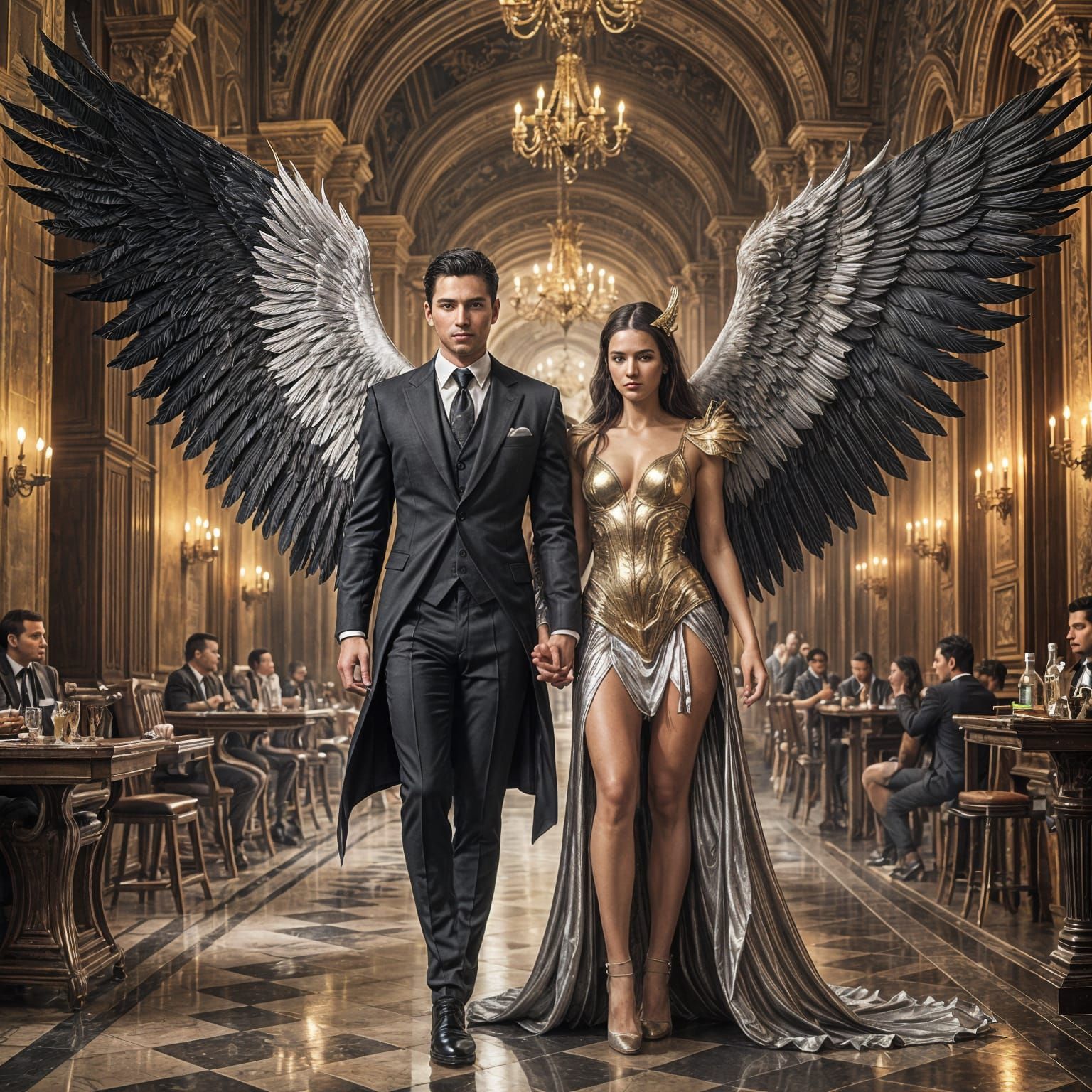 Angels and Demons in a Café: Fantasy Art