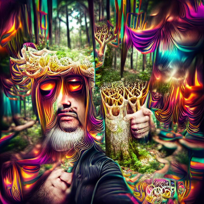 Psychedelic Forest God Magic | Maximalist Photo Illustration