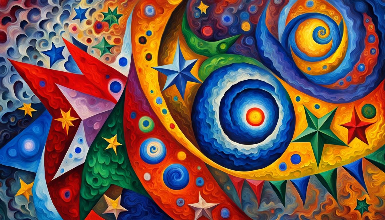 Magnetic Stars in Bold Impasto Oil Painting Style