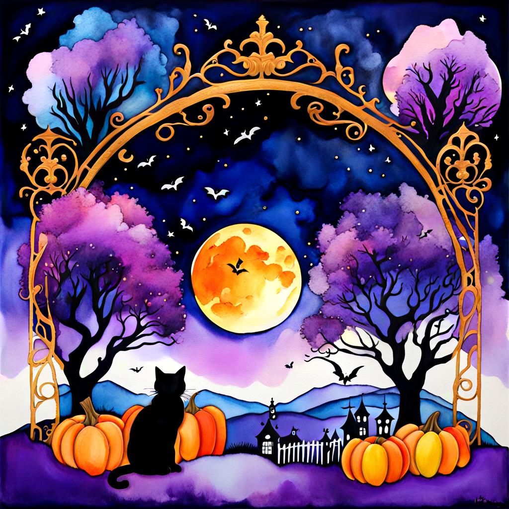 Halloweentown Collage in Gothic Fairytale Style