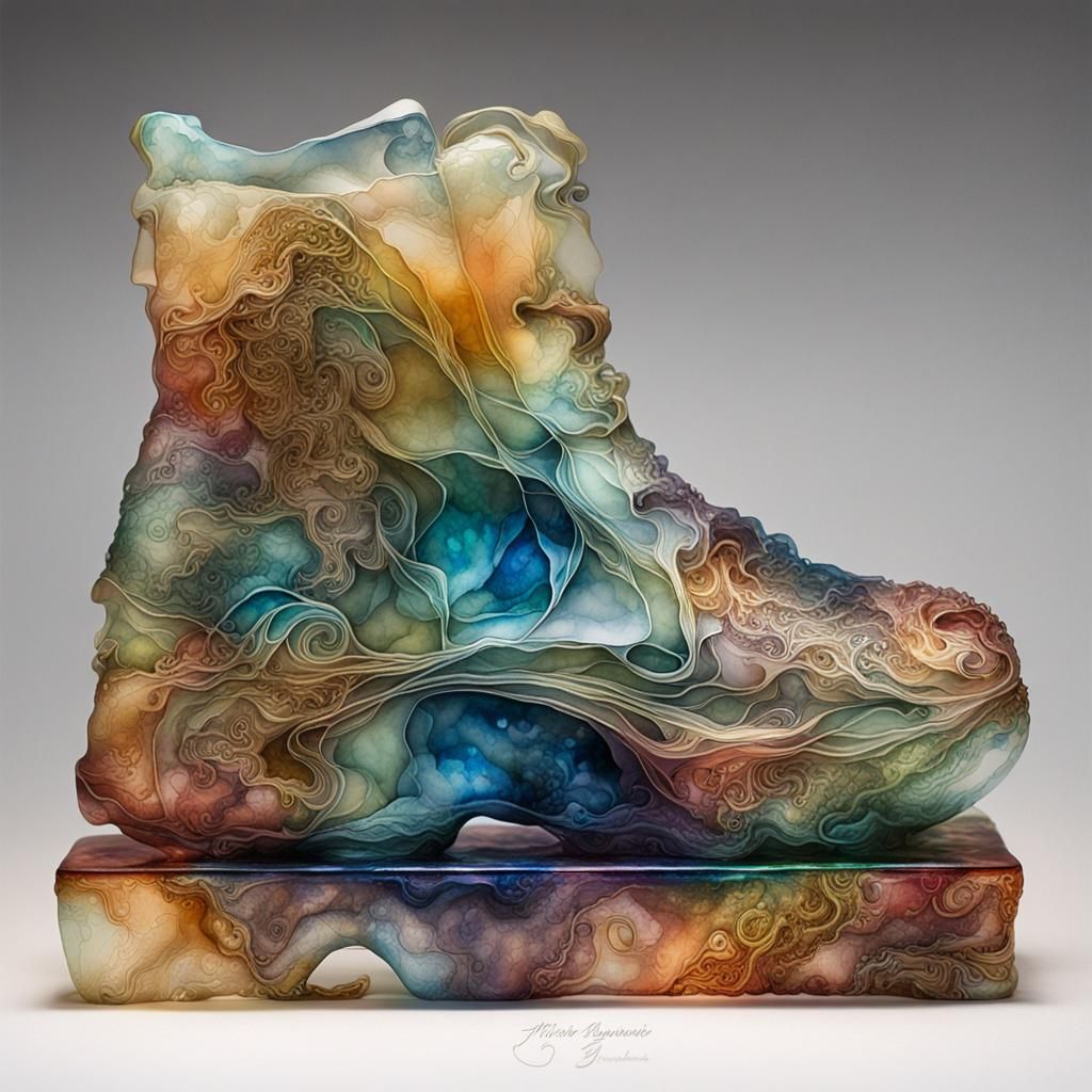 Surreal 4D Sculpture with Translucent Metallic Overlay