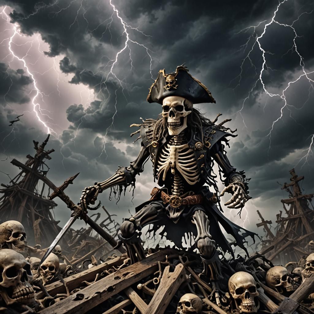 Pirate Skeleton as Greek God in Dark Fantasy Art