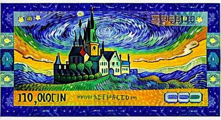 Psychedelic Banknote in Van Gogh Style