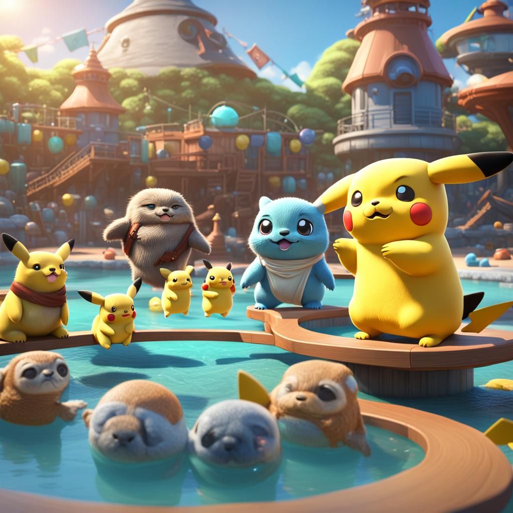 Chewbacca, Pikachu, and Sea Otter Playground, Pixar Style