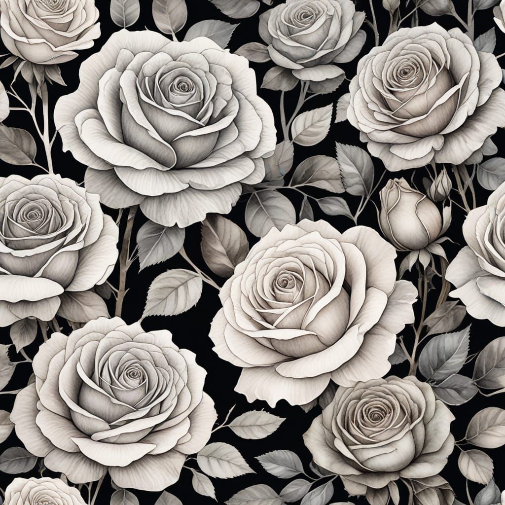 Ethereal Watercolor Roses in Grey and Soft Pastels