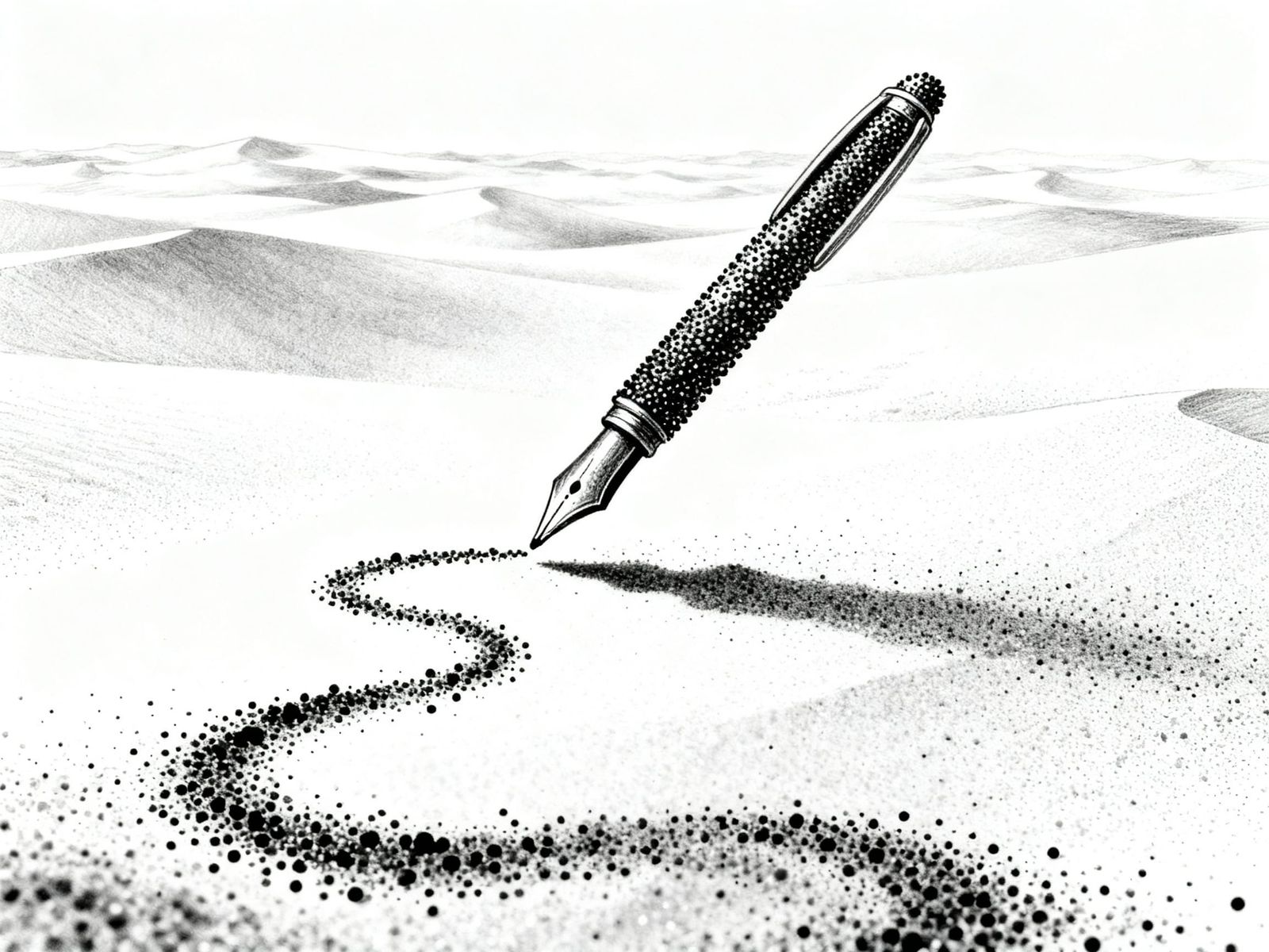 Minimalist Black and White Magical Pen Illustration