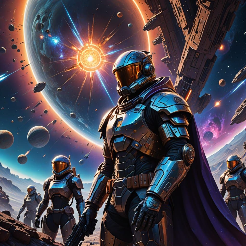 Ethereal Amazonian Warriors Unite in Cosmic Conquest