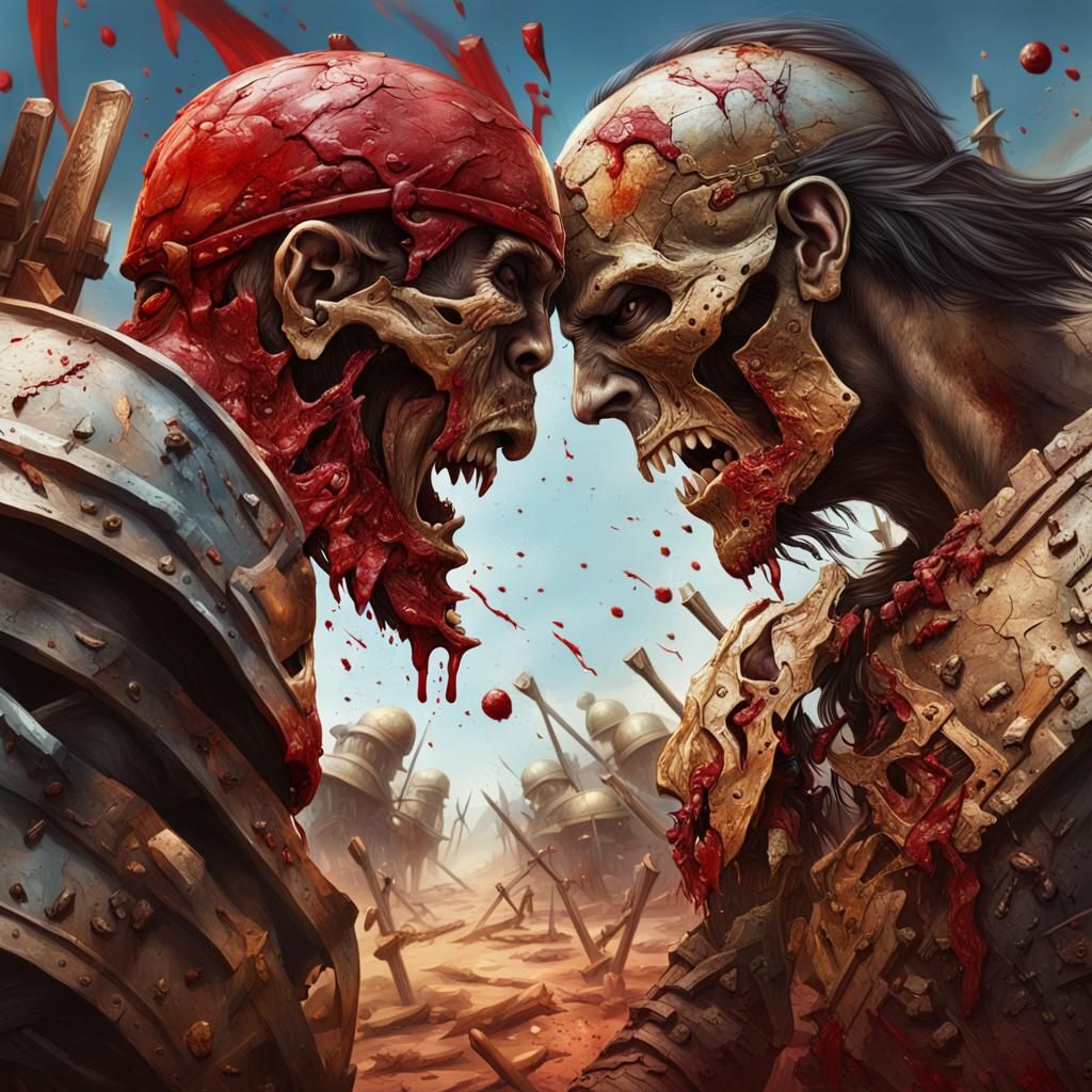 David and Goliath Battle in Hyperrealistic Style