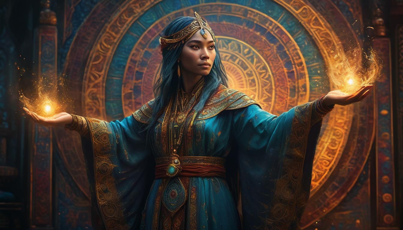 Sorceress Casting Spell: Hyperrealistic Concept Art