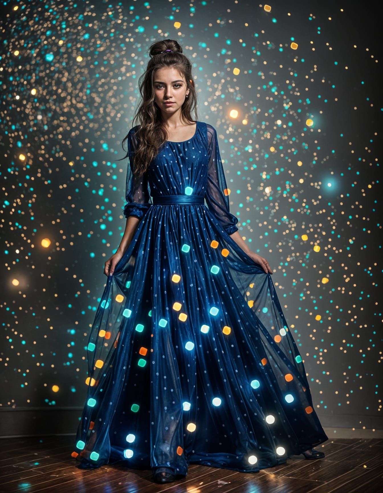 Girl Dancing in Nightclub with Shifting Lights