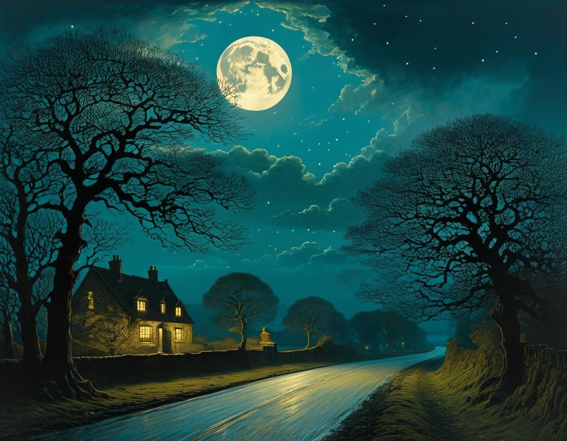 Ornamental Clouds at Night with Evasive Road